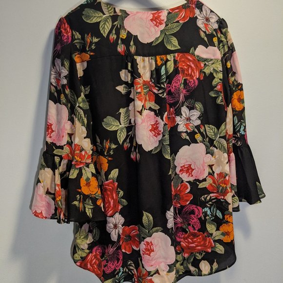 INC Floral Print Blouse Full Sleeves large - Picture 2 of 5